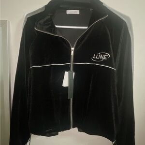 Black Velvet Zip-Front Bomber Jacket